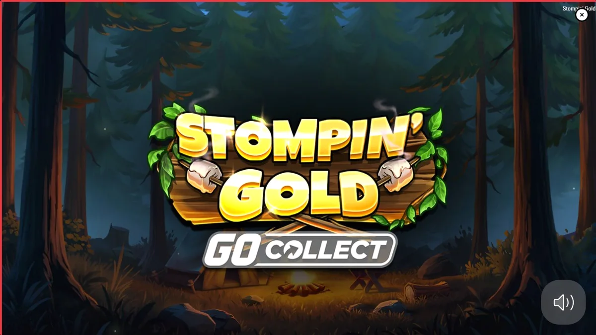 Pemandangan hutan petualangan dalam slot Stompin’ Gold GO Collect dengan karakter yeti